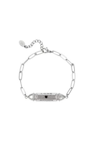 Pulsera de cuentas de bala 'love' 'amour' Plata Acero inoxidable h5