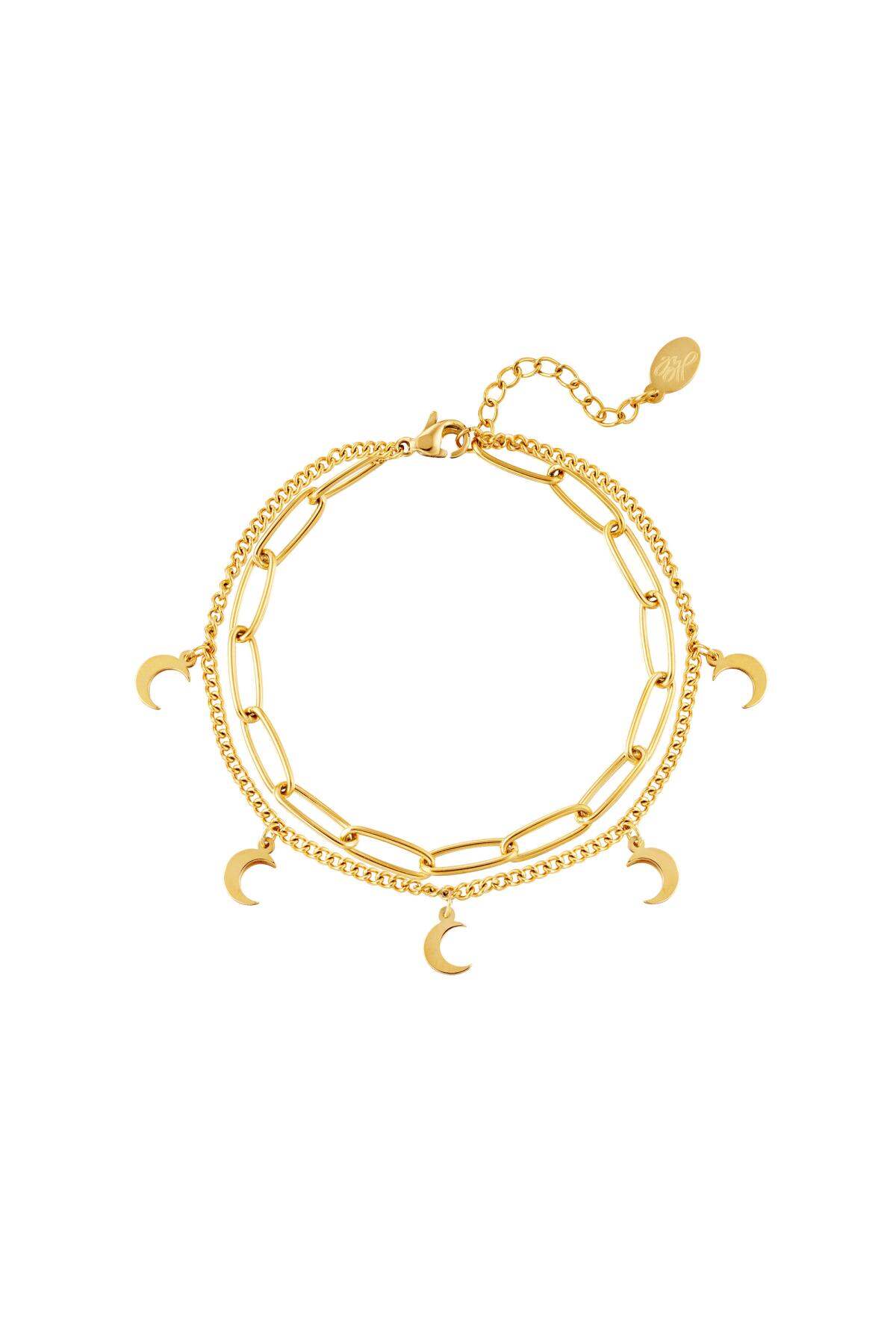 Bracelet Chaîne Lune Couleur or Acier inoxydable 