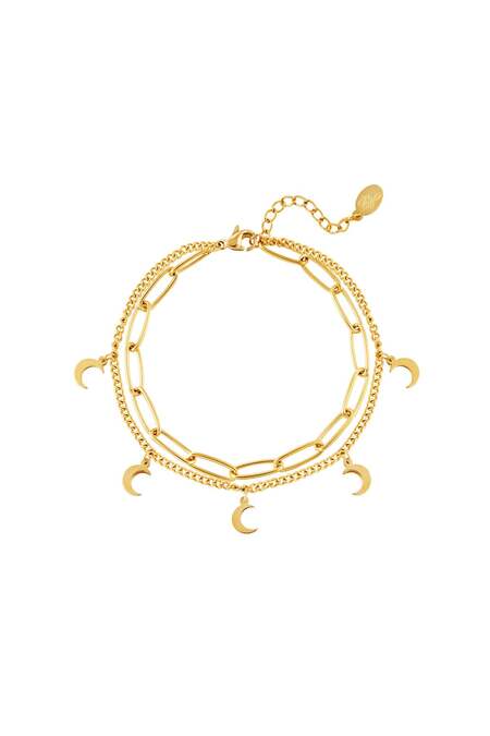 Armbandketting Maan Goud Kleur Stainless Steel