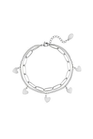 Bracelet Chain Heart Silver Color Stainless Steel h5