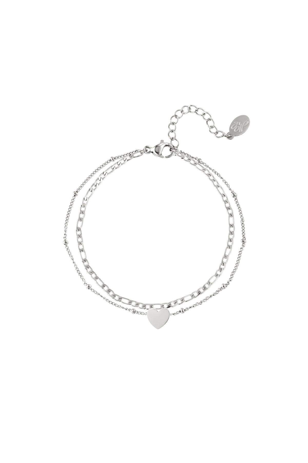 Corazón de pulsera de acero inoxidable Plata h5 