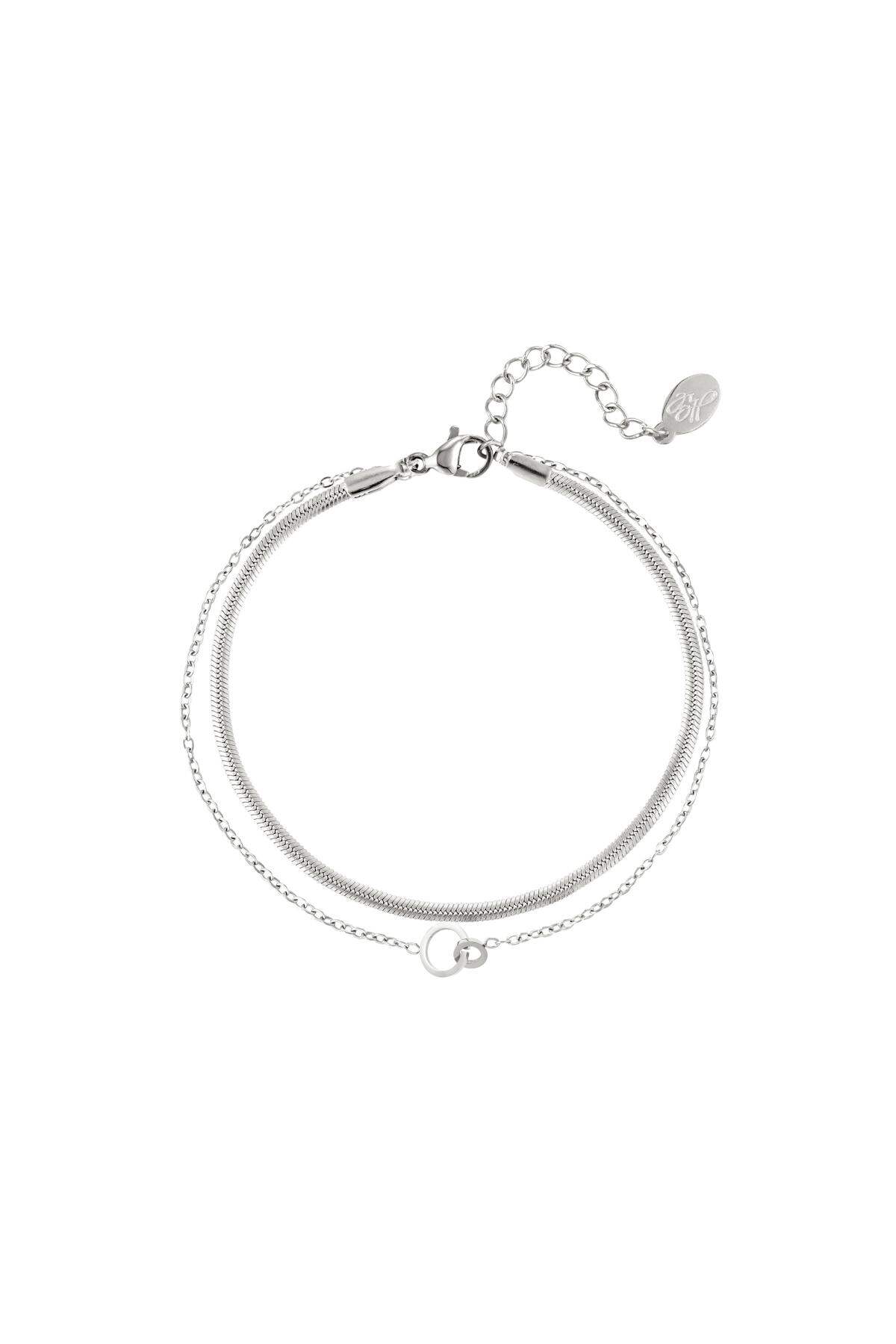 Çift bilezik bağlı daireler Silver Color Stainless Steel h5 