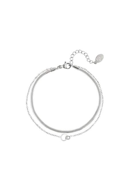 Cerchi collegati a doppio braccialetto Silver Color Stainless Steel 2