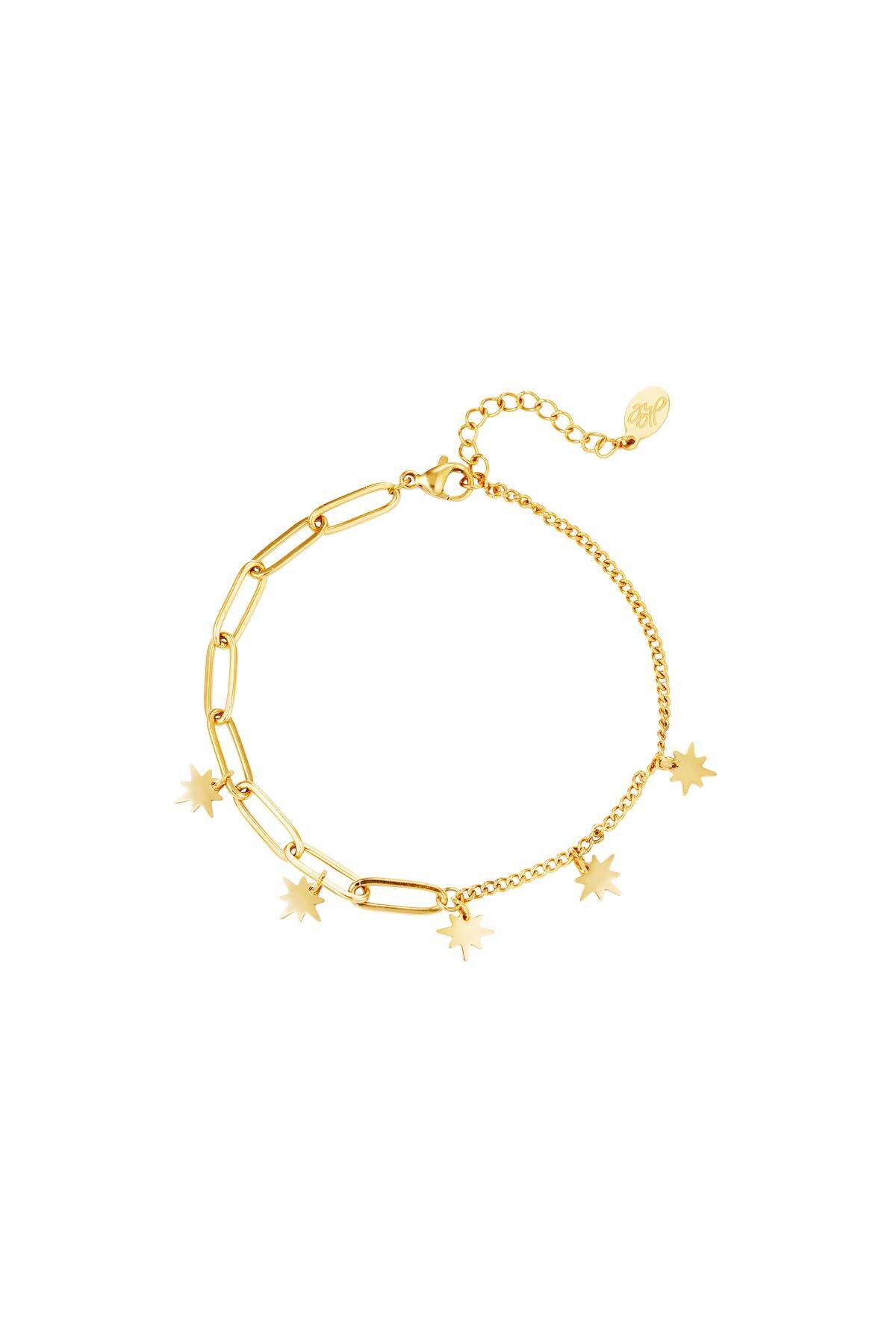 Bracciale in acciaio inossidabile con charms stella Gold Stainless Steel 
