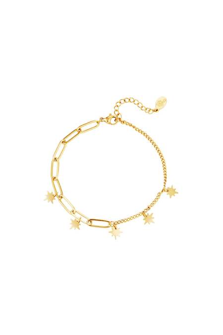 Bracciale in acciaio inossidabile con charms stella Gold Stainless Steel 2