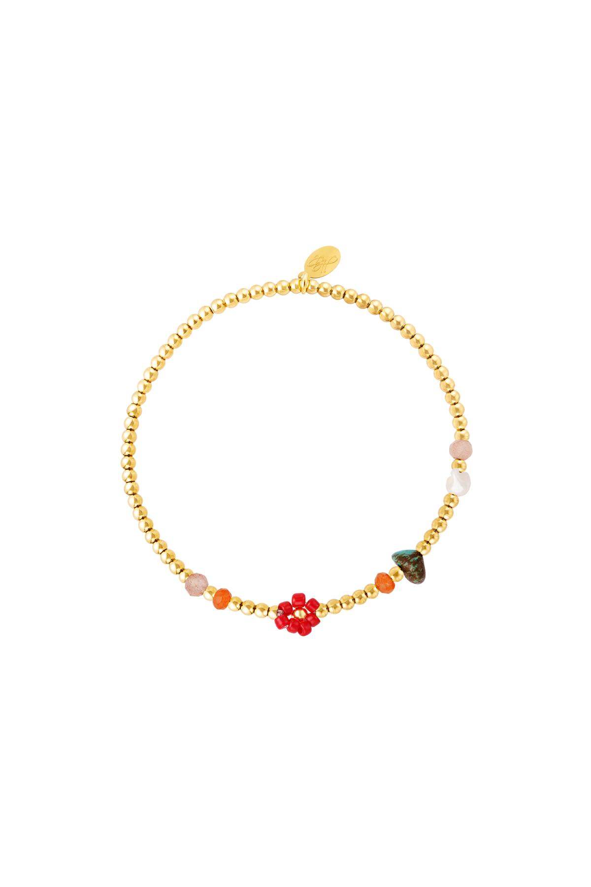 Bracciale in Acciaio Inossidabile Colore oro Fiore Red Stainless Steel 