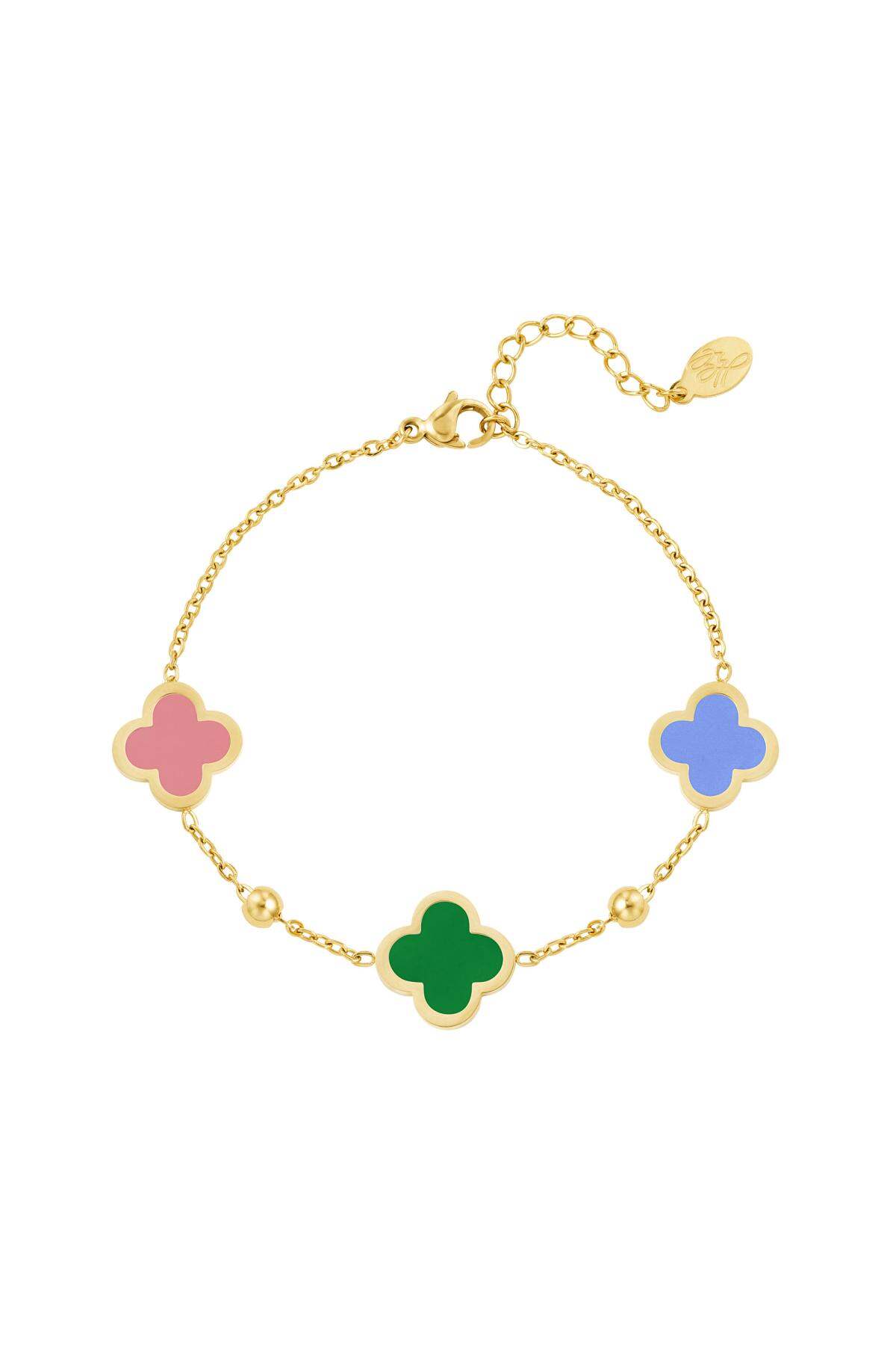 Pulsera tres tréboles Verde Acero inoxidable h5