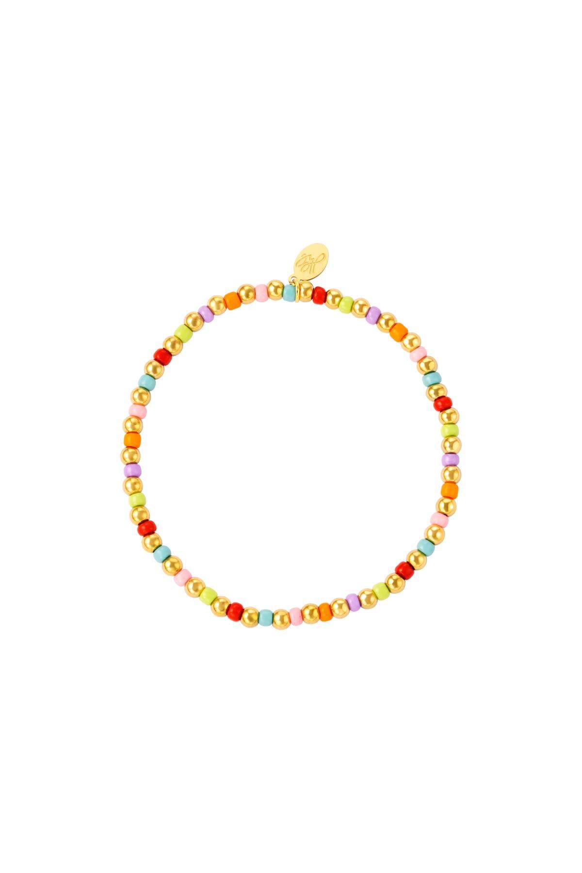 Bracelet colored and golden beads Multi Stainless Steel h5 