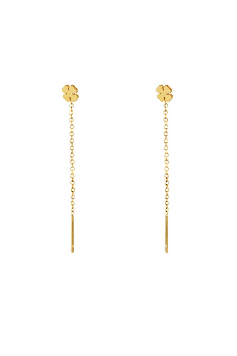 Collana Orecchini Trifoglio in Acciaio Gold Stainless Steel