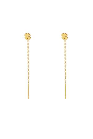 Collana Orecchini Trifoglio in Acciaio Gold Stainless Steel h5