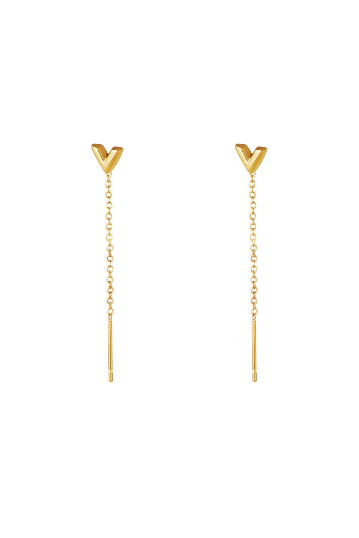 Roestvrij stalen ketting oorbellen pijl Goud kleur Stainless Steel