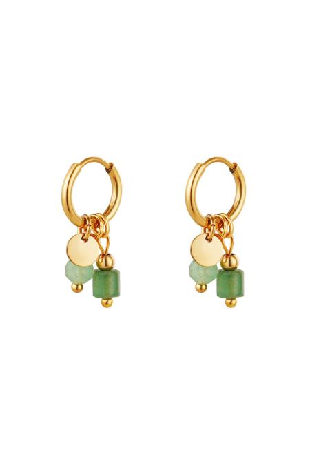 Golden stainless steel charm earrings Green
