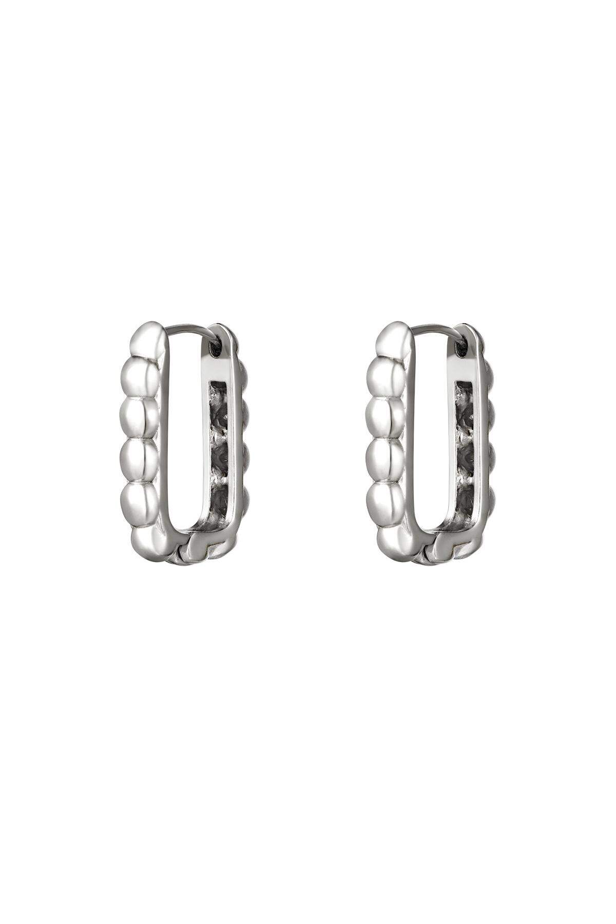 Boucles d'oreilles rectangles avec bulles Argenté Acier inoxydable 