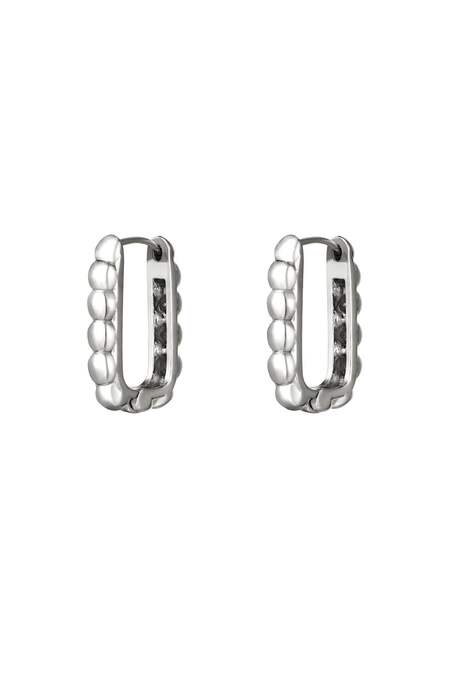 Rechthoekige Oorbellen Met Bubbels Zilver Stainless Steel