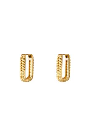 Woven rectangle earrings small Gold Color Stainless Steel h5