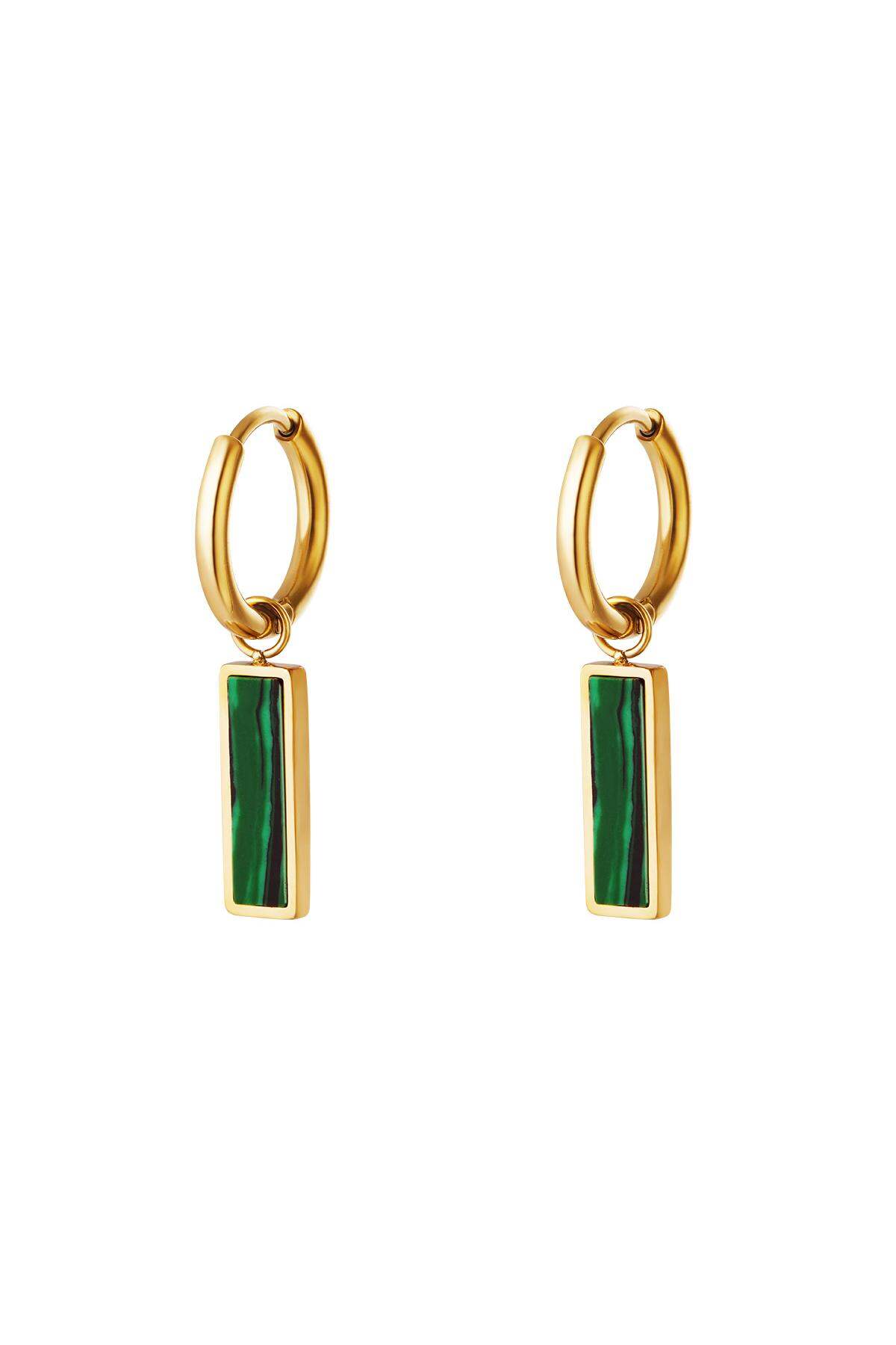 Groene staaf oorbellen Goud kleur Stainless Steel (Pak met plastic zak) 