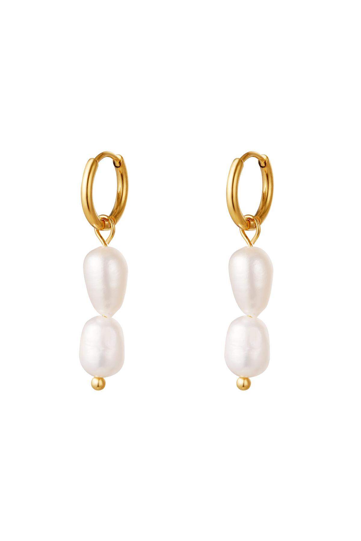 Orecchini Doppie Perle Gold Stainless Steel