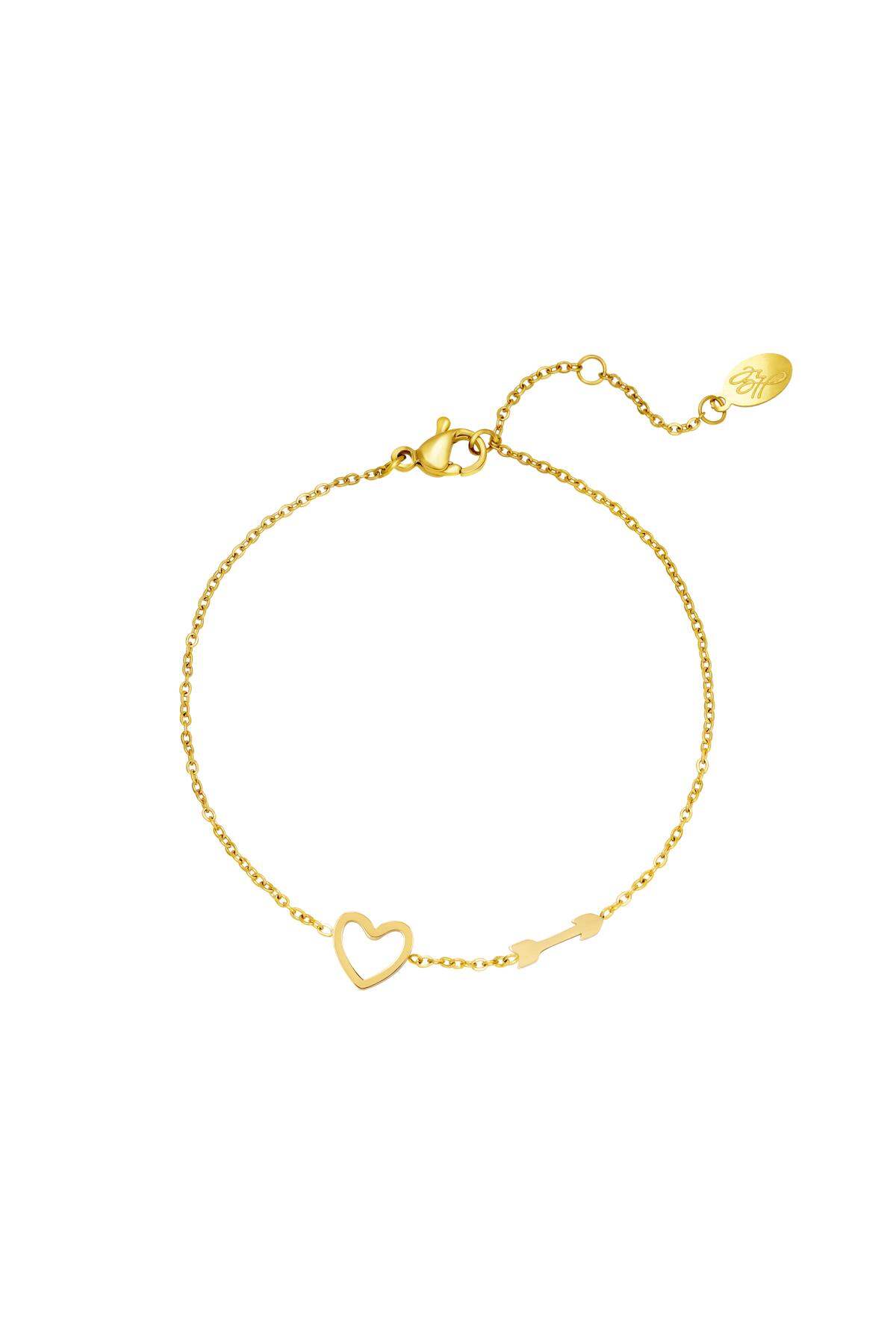 Bracelet avec breloque coeur et flèche Couleur or Acier inoxydable h5 