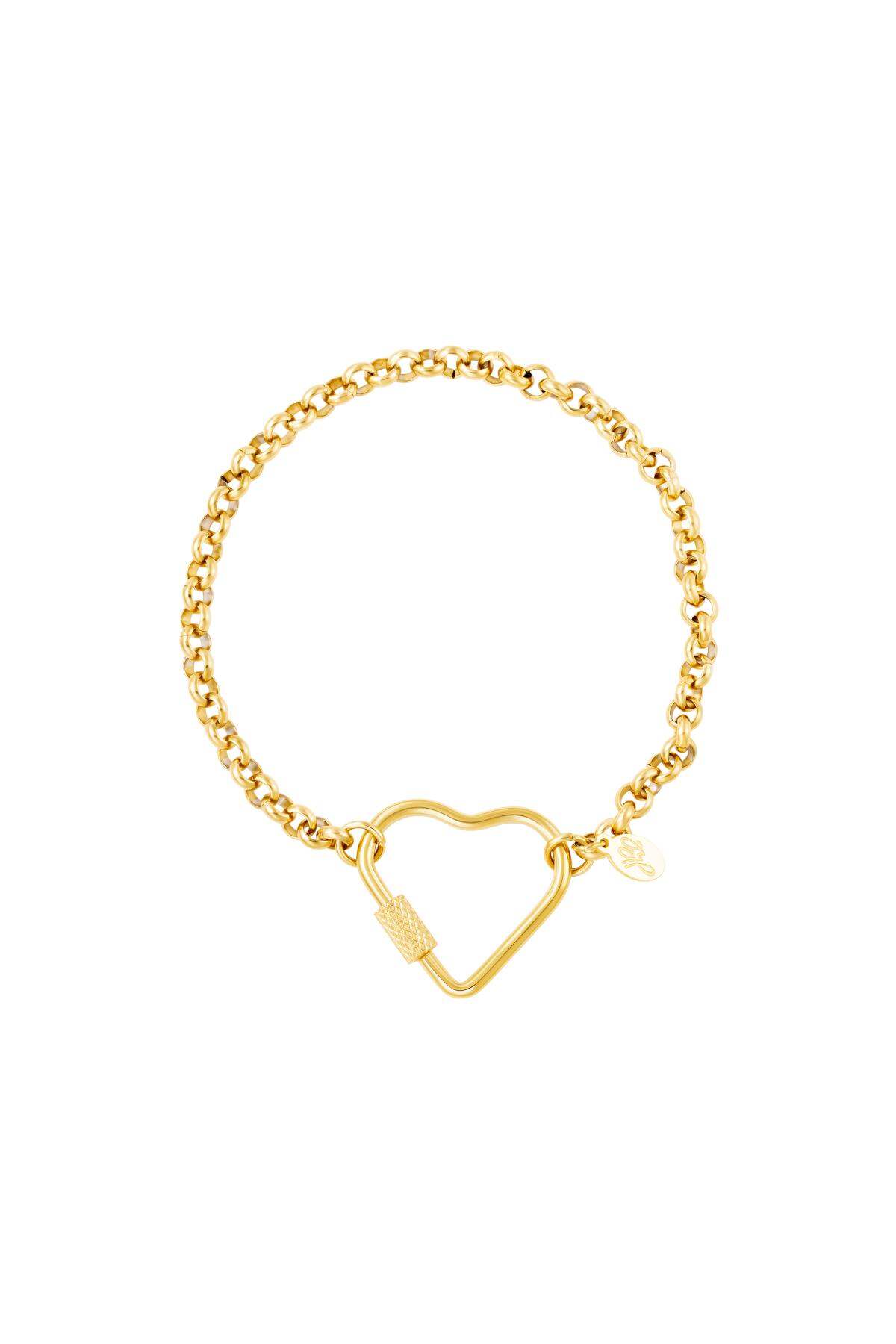 Bracciale a cuore in acciaio inossidabile Gold Stainless Steel 2
