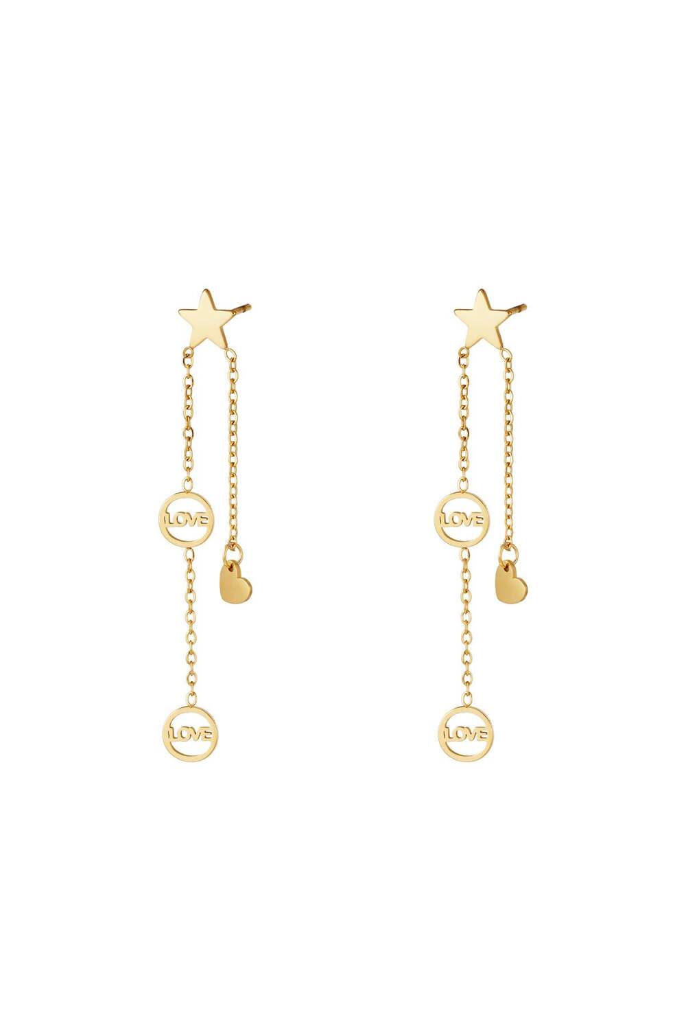 Earrings falling star Gold Color Stainless Steel