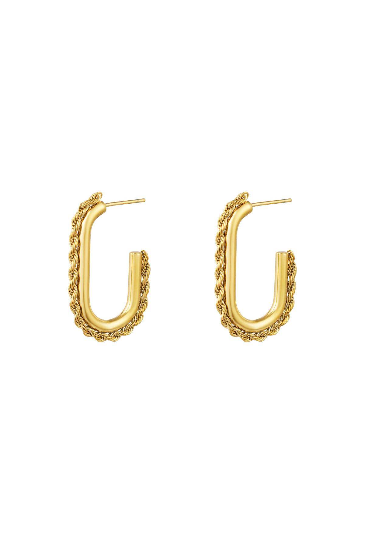 Orecchini a cerchio ovale Gold Stainless Steel h5 