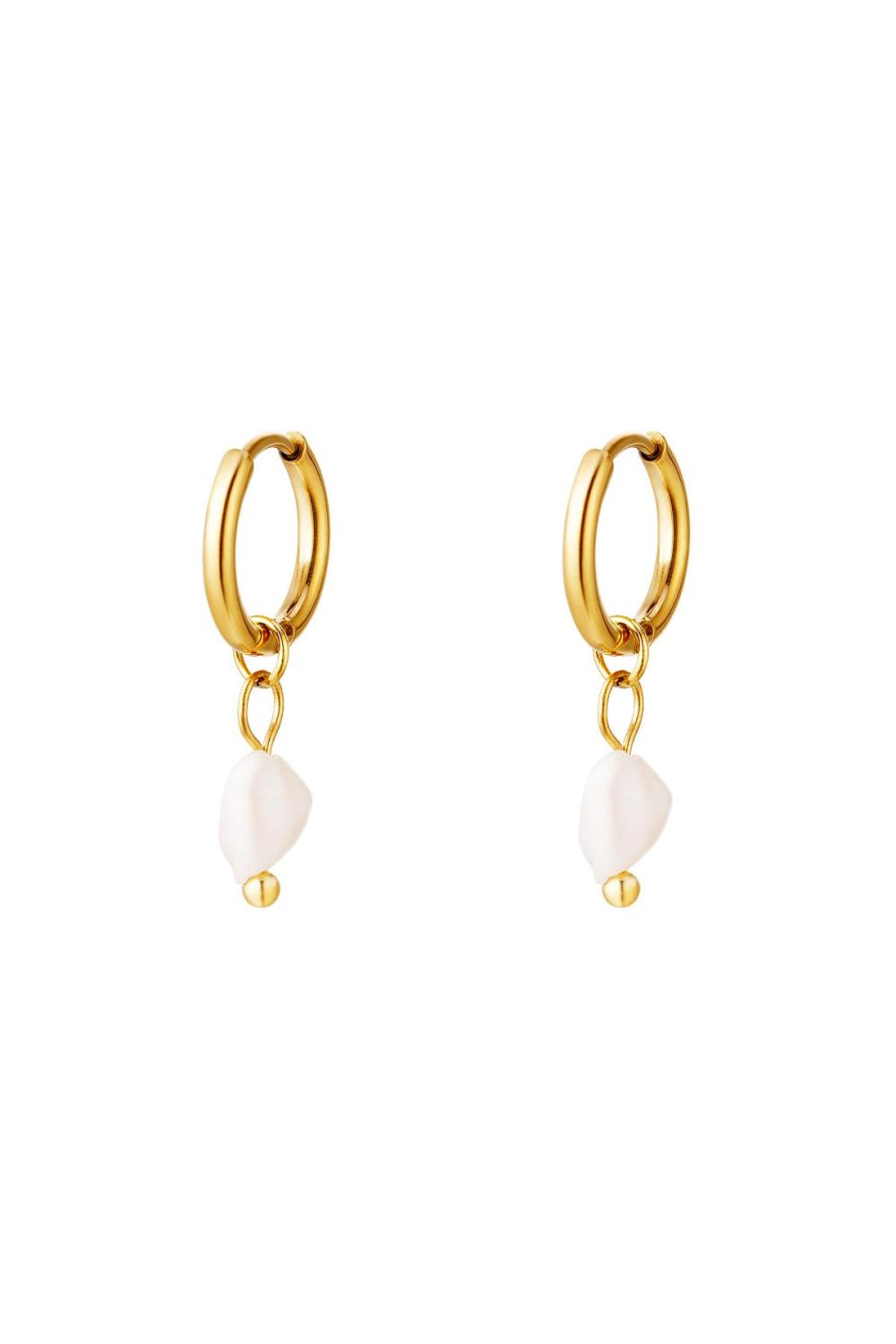 Earrings Sweet Water Pearl Silver Color Stainless Steel 