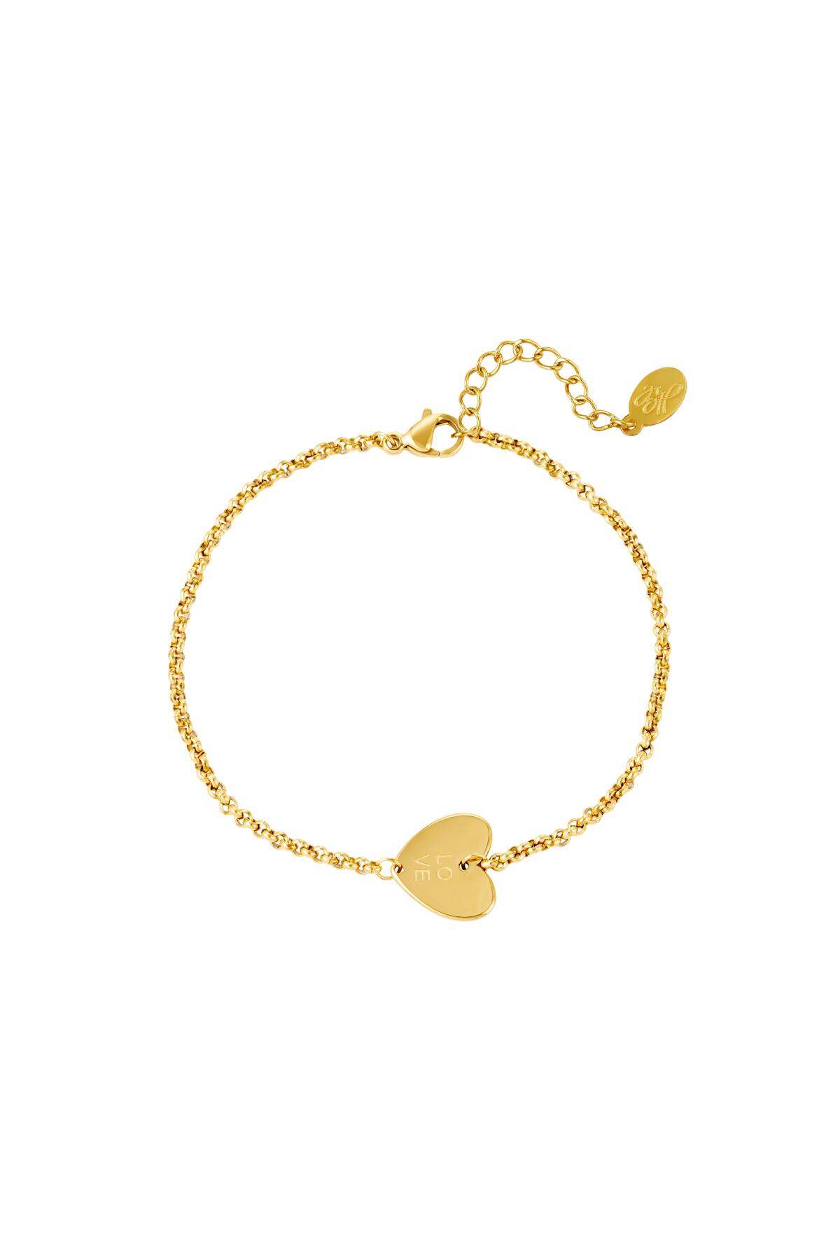 Bracelet with heart charm Gold Color Stainless Steel