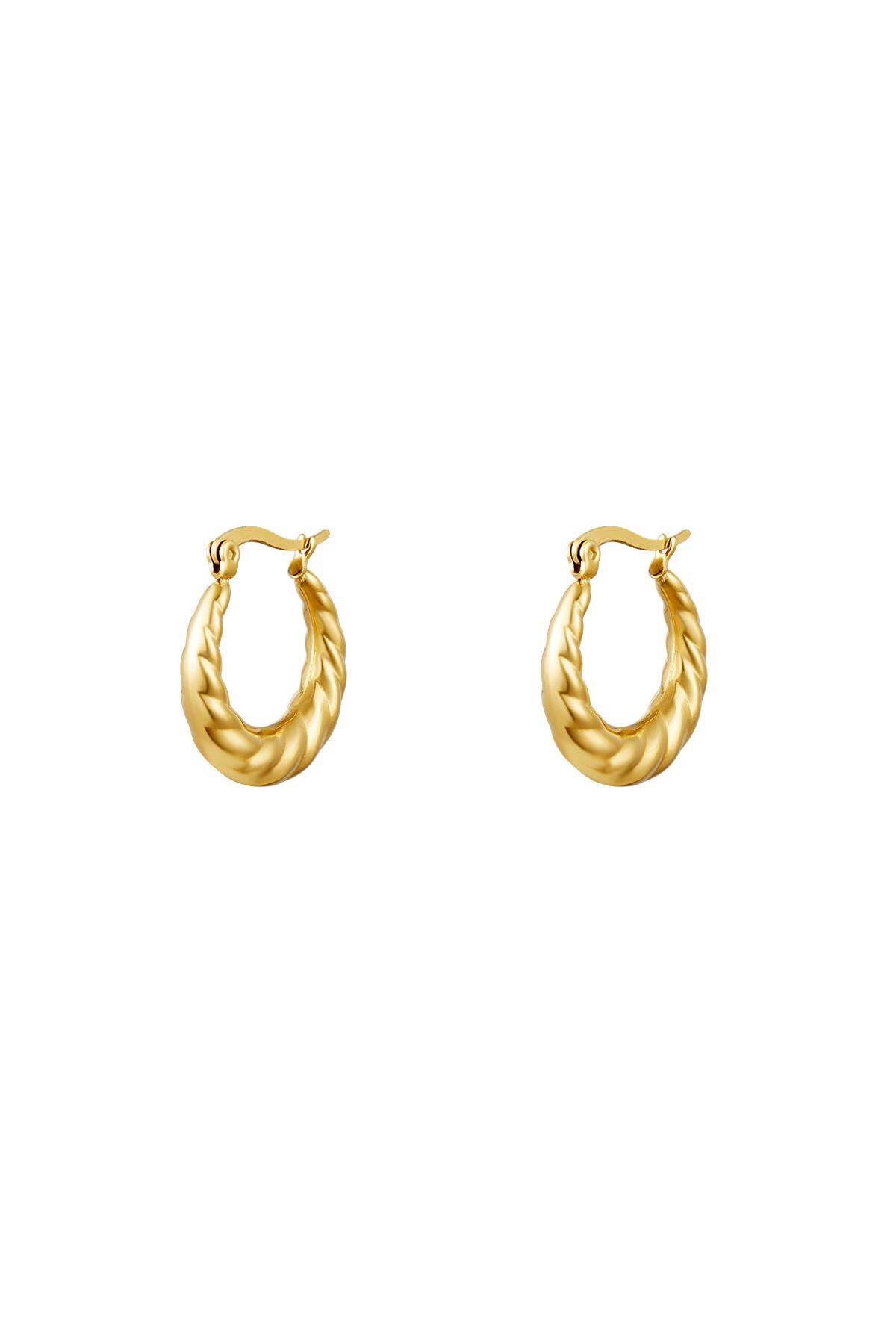 Earrings Baguette Gold Color Stainless Steel 2
