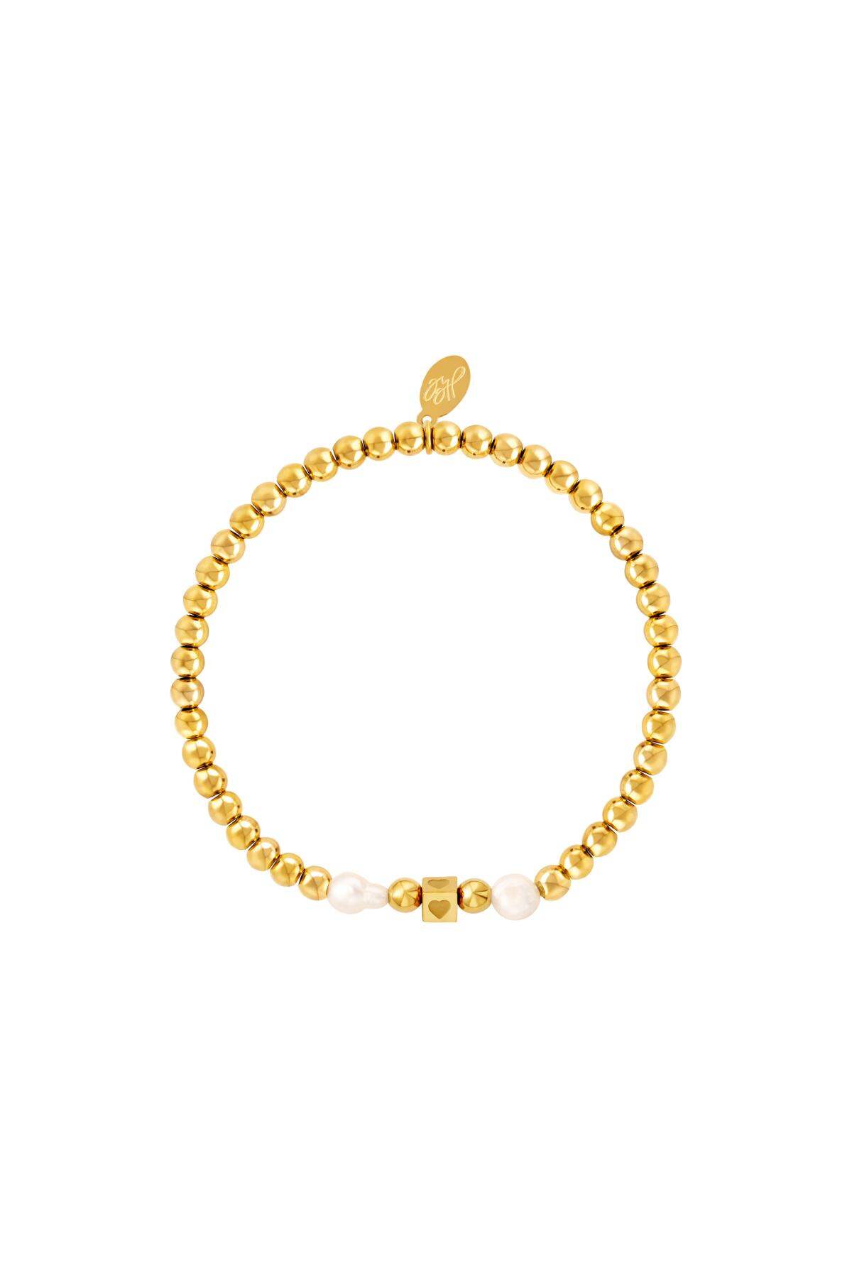 Bracelet perles avec perles Couleur or Acier inoxydable