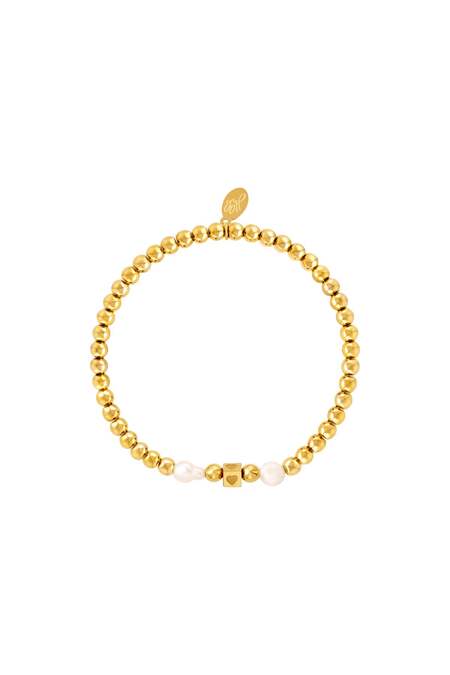 Bracciale perline con perle Gold Stainless Steel 2