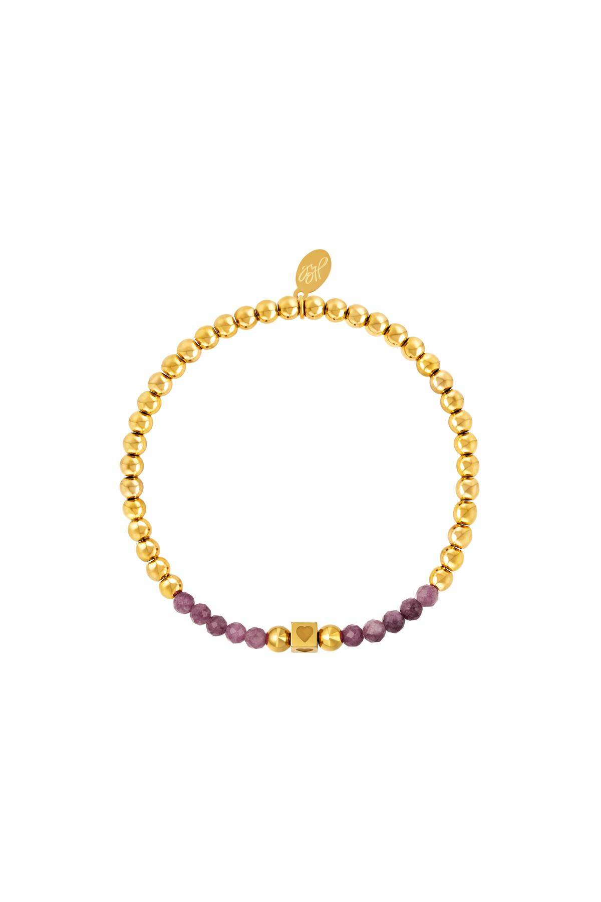 Bracciale perline in acciaio inossidabile con pietre Purple Stainless Steel h5