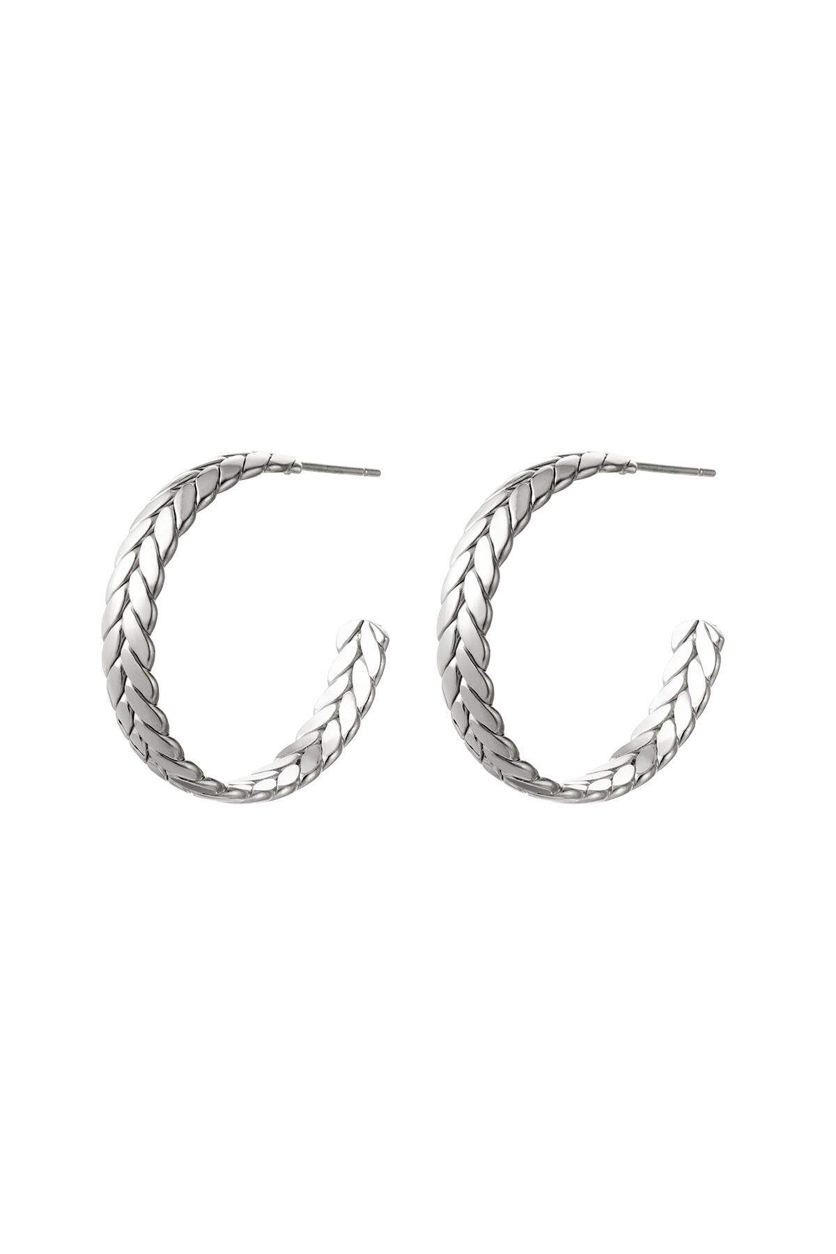 Orecchini intrecciati Silver Color Stainless Steel h5 