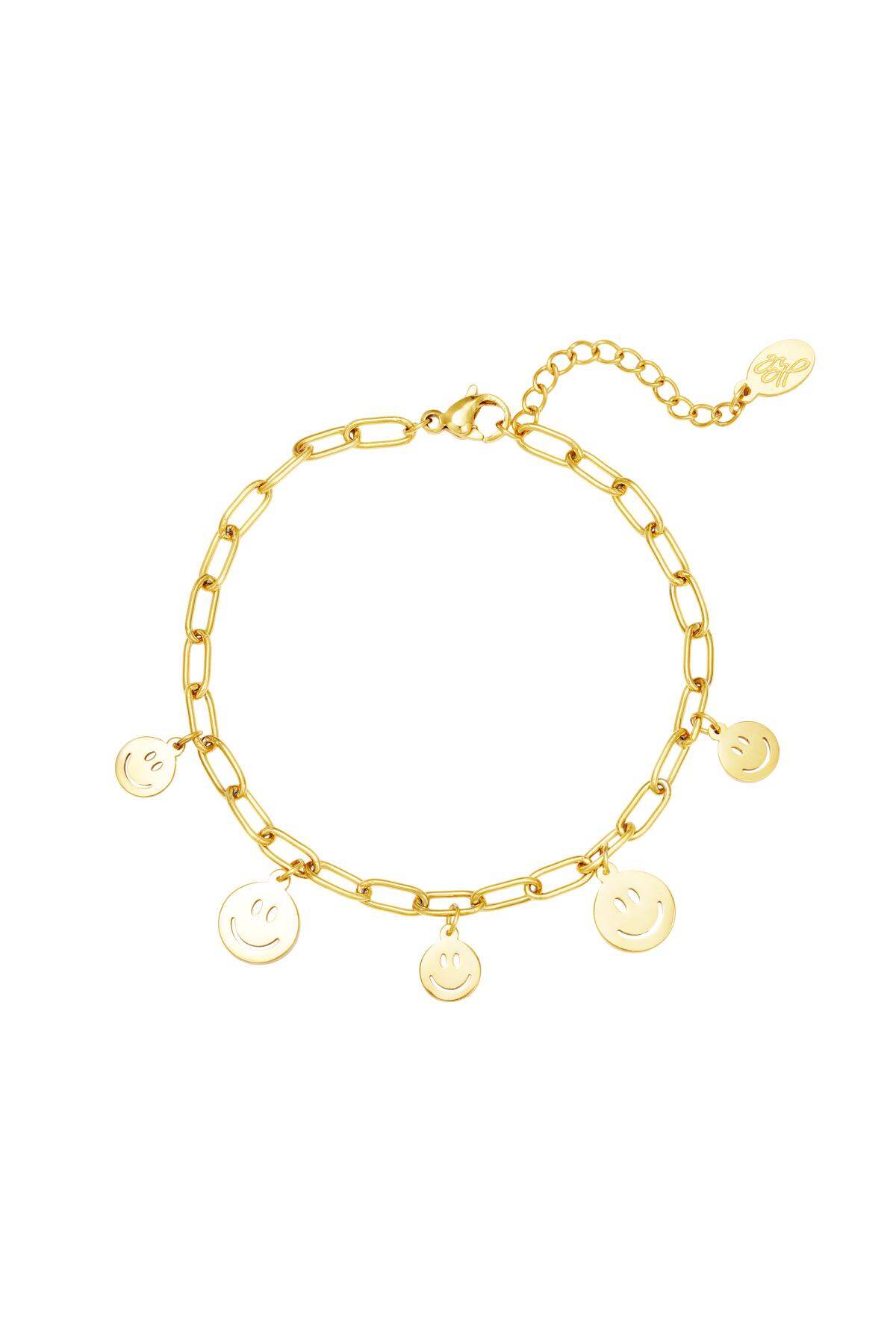 Bracciale con più emoticon Gold Stainless Steel 