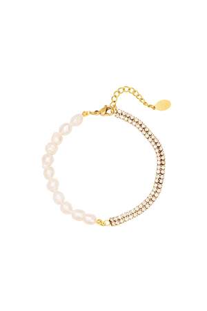 Bracciale in acciaio inossidabile perle Gold Stainless Steel h5
