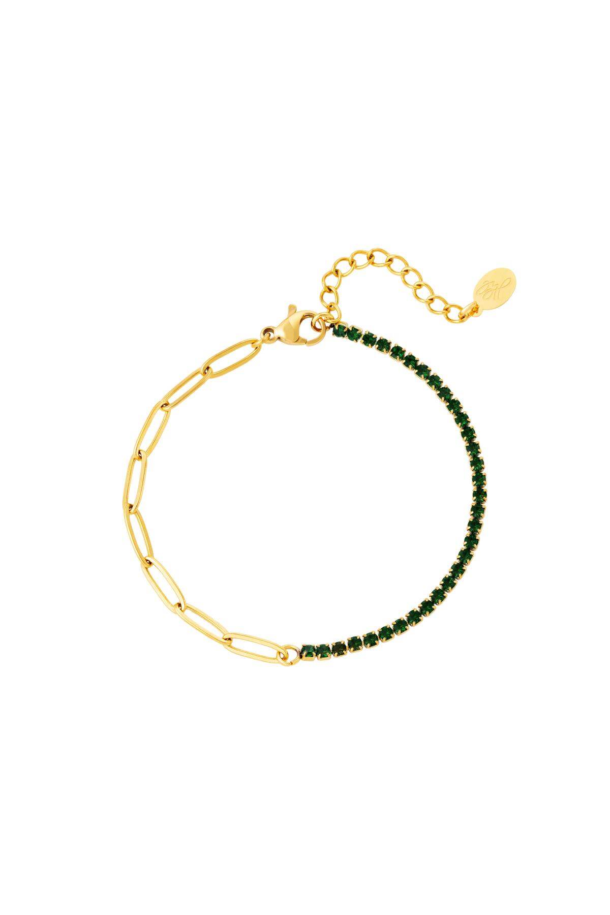 Pulsera cadena de circonitas pequeña Verde Acero inoxidable h5 