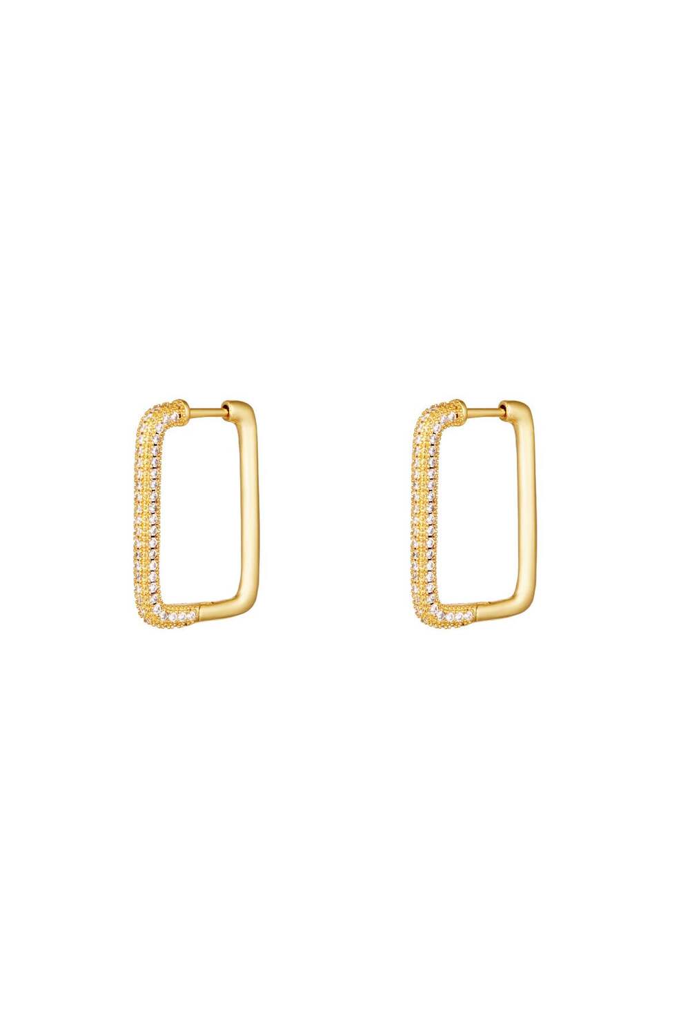 Boucles d'oreilles rectangle zircon Cuivré