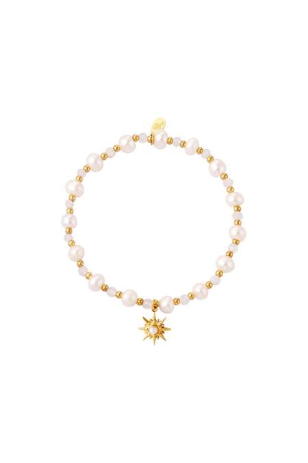 Bracciale di perle con ciondolo stella Gold Stainless Steel 2
