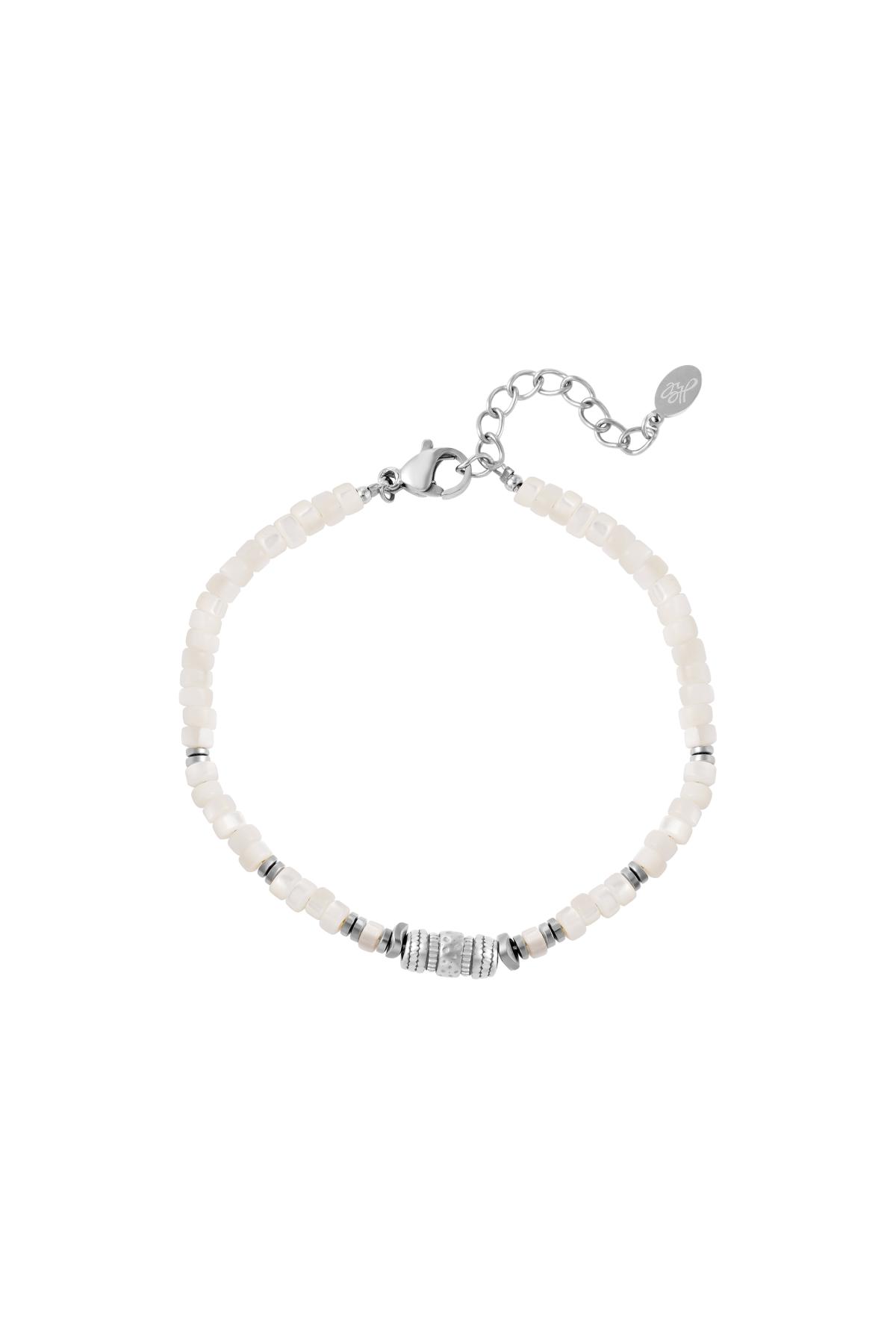 Groothandel Armband RVS Goudkleurig Zilverkleurige Witte Kralen Set van 1