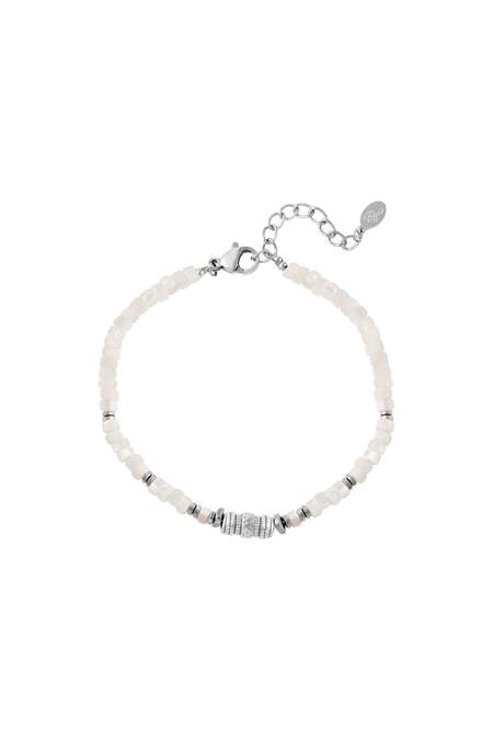 Bracciale con perline bianche Silver Color Stainless Steel 2