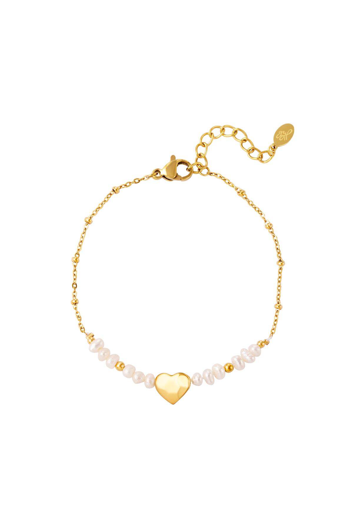 Armband parels en hartje Goud kleur Stainless Steel