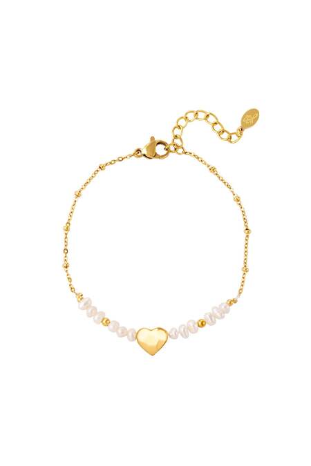 Bracciale perle e cuore Gold Stainless Steel 2