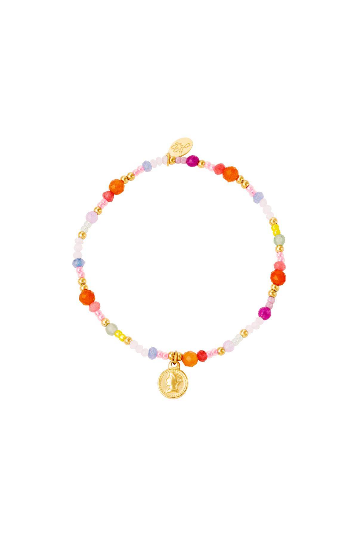 Moneda de pulsera de cuentas de colores Multicolor Stone 