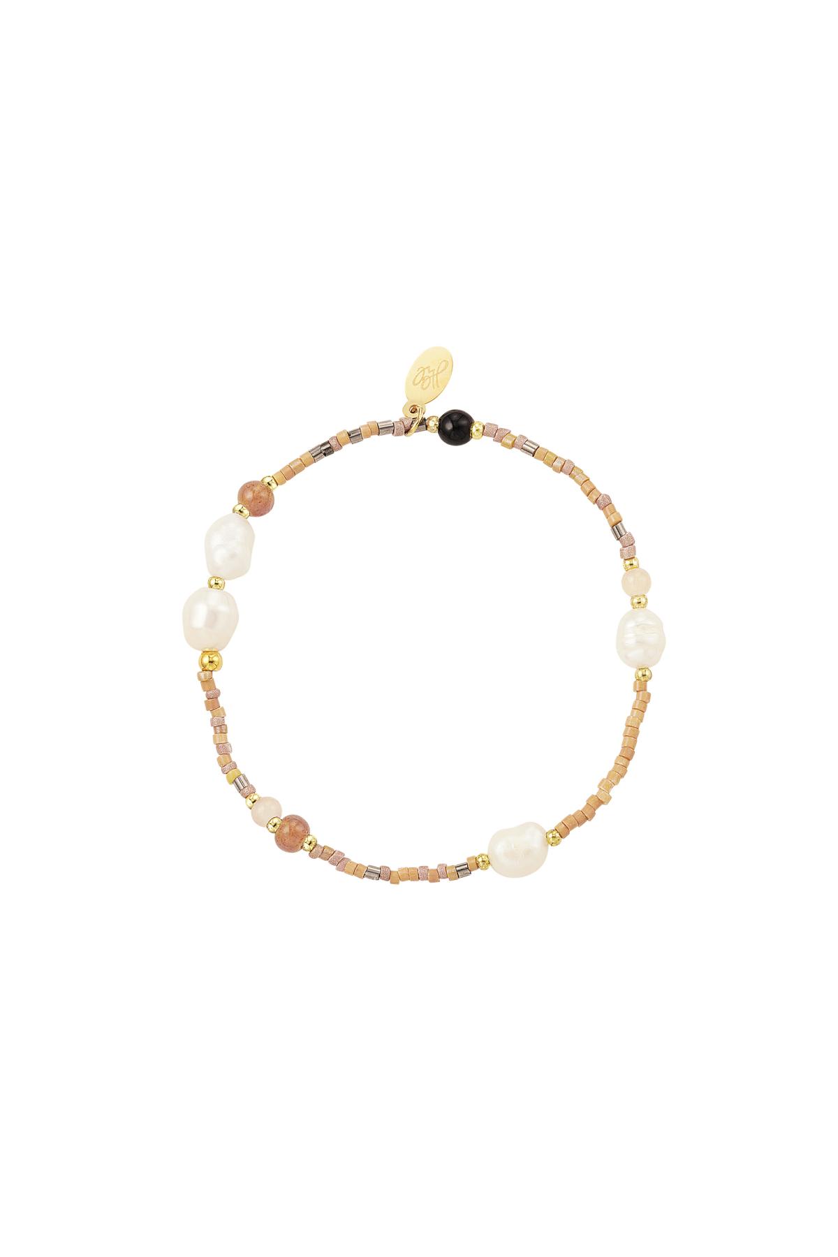 Beaded bracelet with pearls Beige Stainless Steel h5 