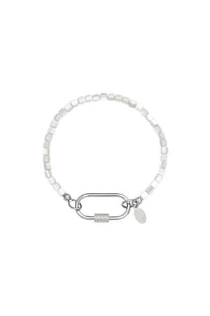 Boncuklu bileklik karabina Grey Stainless Steel h5
