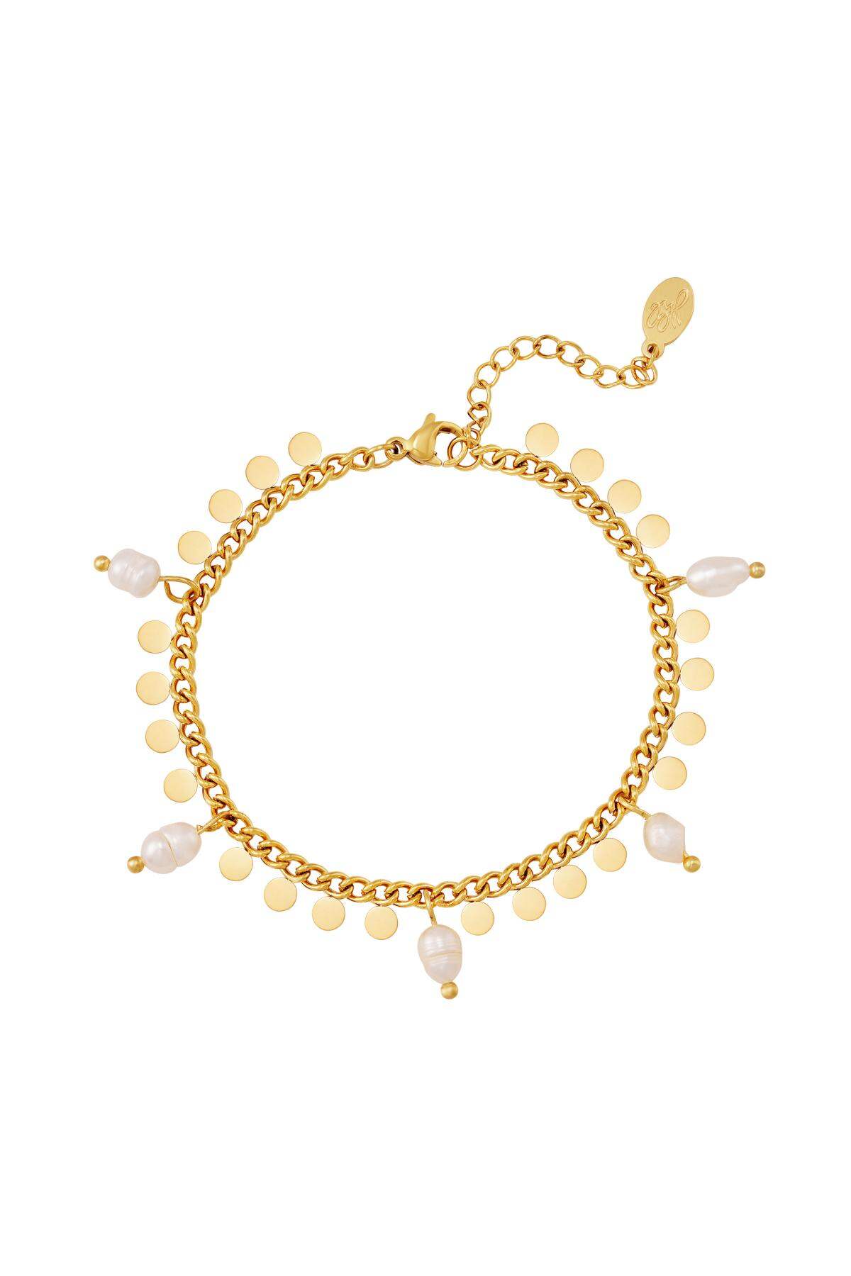 Bracciale con perle e cerchi Gold Stainless Steel h5