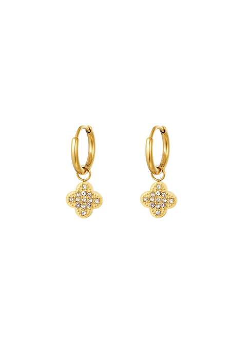 Zirkon Klee Ohrringe Goldfarbe Edelstahl
