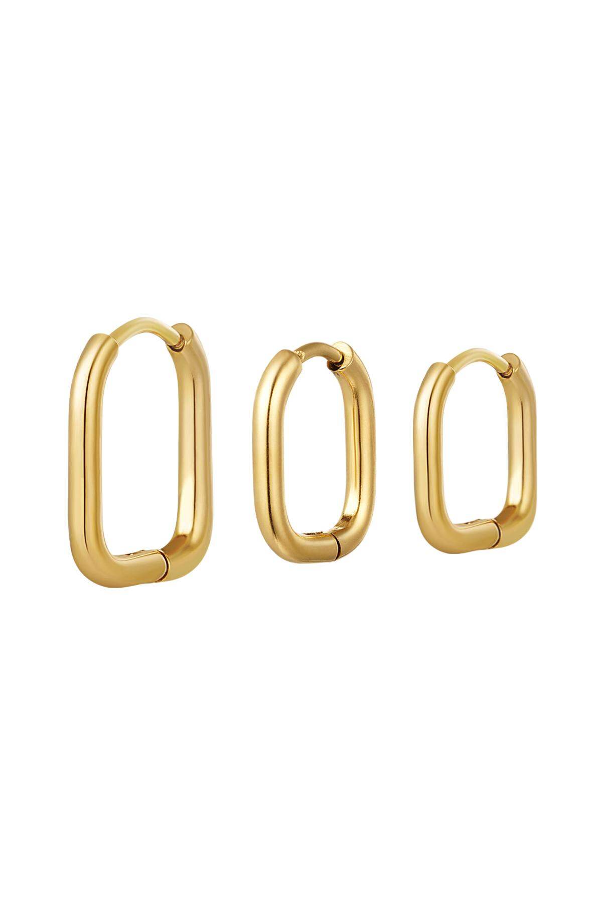 Set di orecchini 3 diverse misure Gold Stainless Steel 