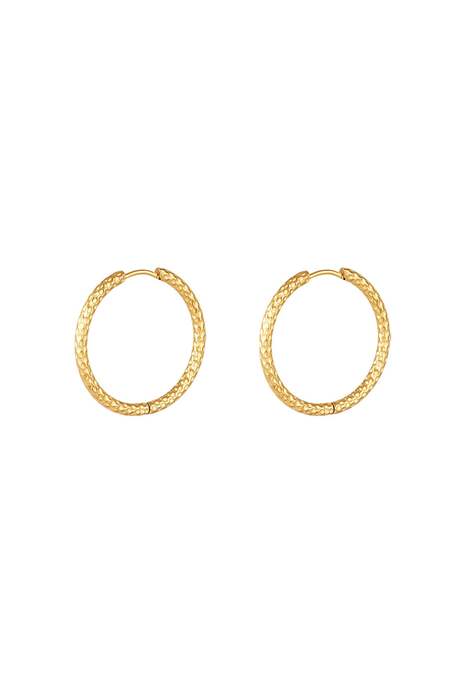 Earrings with pattern medium Gold Color Stainless Steel 2