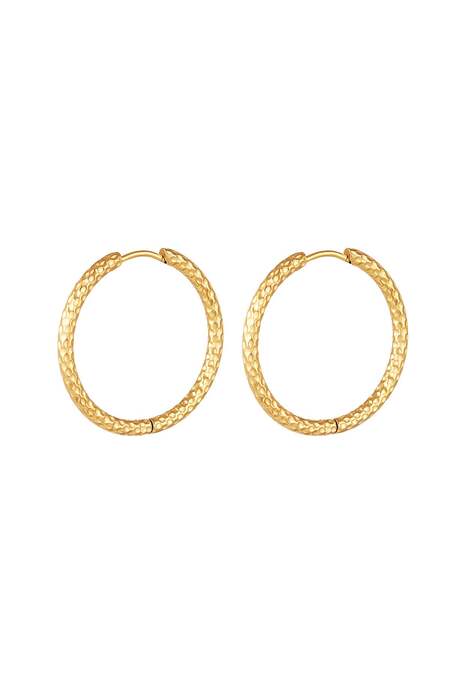 Earrings with pattern large Gold Color Stainless Steel 2