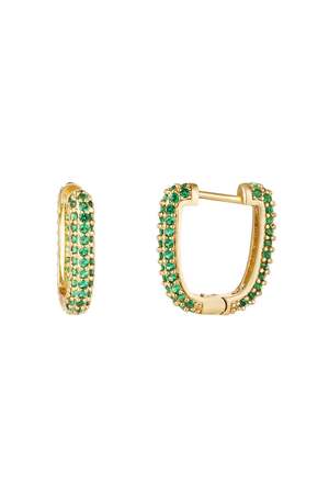 Earrings with zircon details Green & Gold Color Copper h5